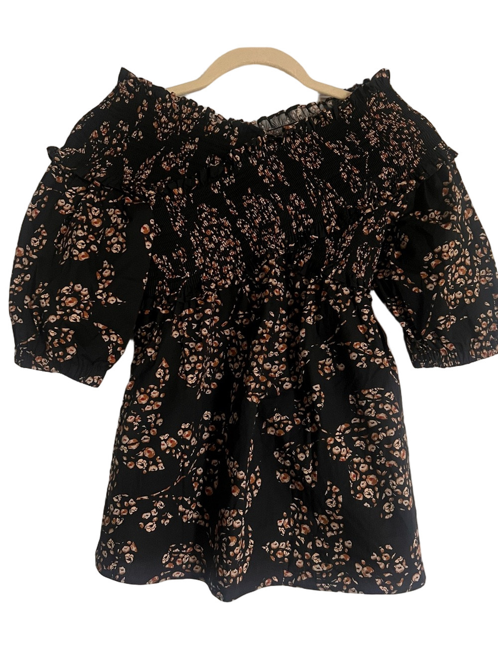 WHBM White House Black Market‎ Off-Shoulder Floral Top Puff Sleeves - Medium